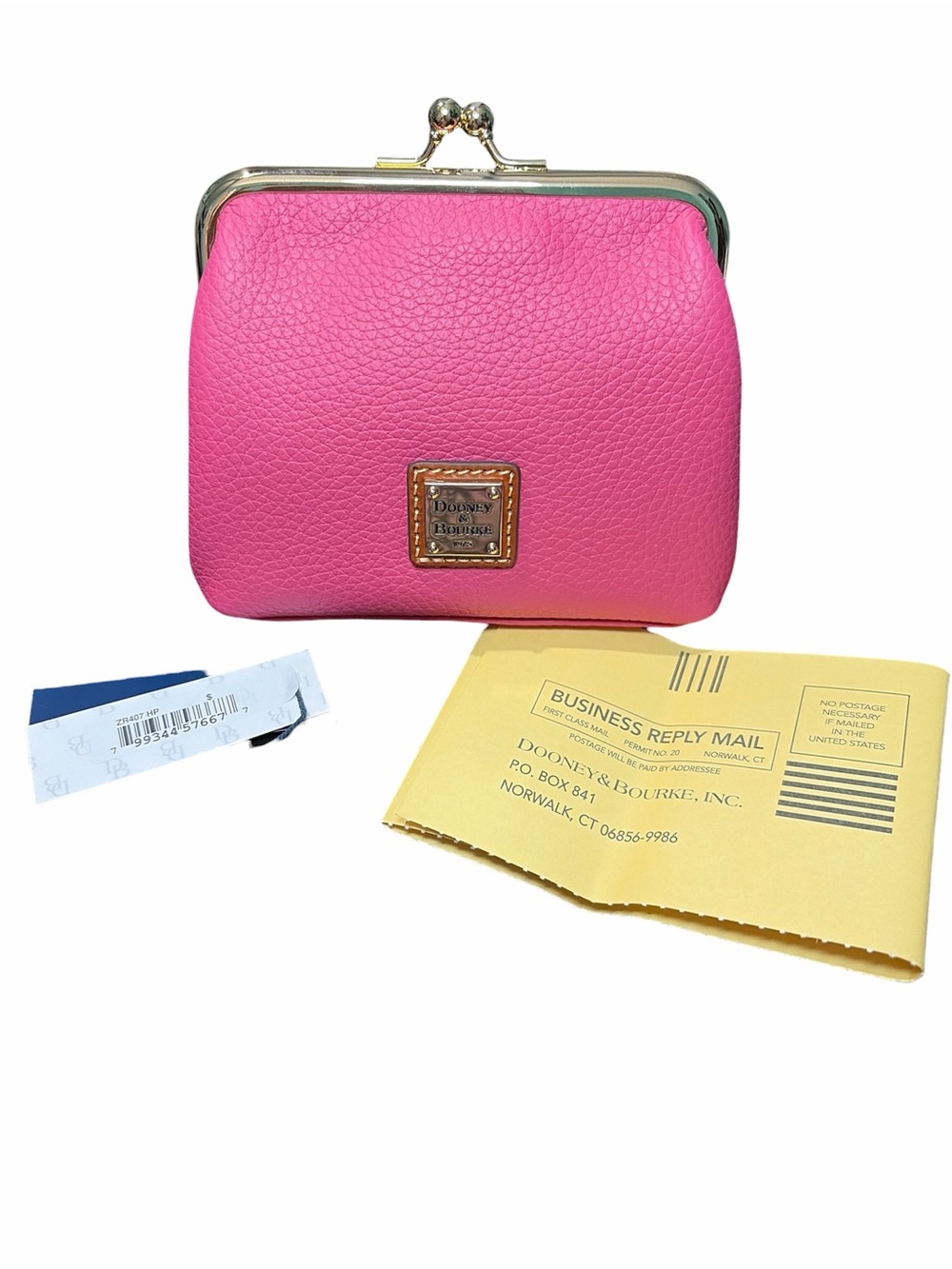 Dooney & Bourke Hot Pink Pebbled Leather Kiss-Lock Coin Purse Wallet